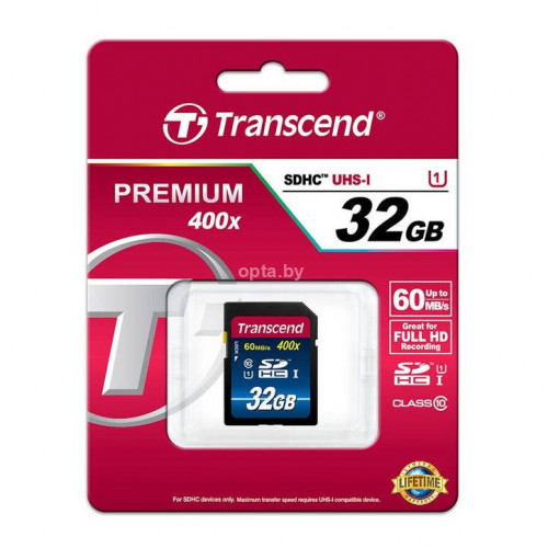 Карта памяти MicroSDXC UHS-I transcend premium 32 ГБ