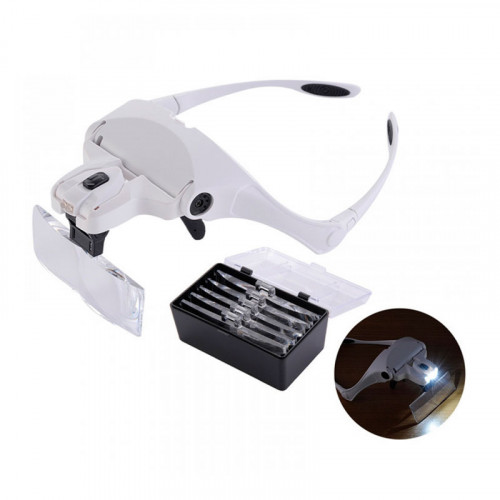 Лупа налобная 3.5x (очки) с подсветкой (2 LED) MG9892B1