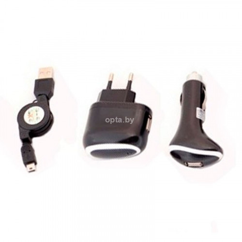 Набор зарядок "3 в 1" для HTC/mini USB