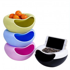 Двойная тарелка для снеков (семечек, орехов) с подставкой для телефона Creative and Fashionable Fruit Platter