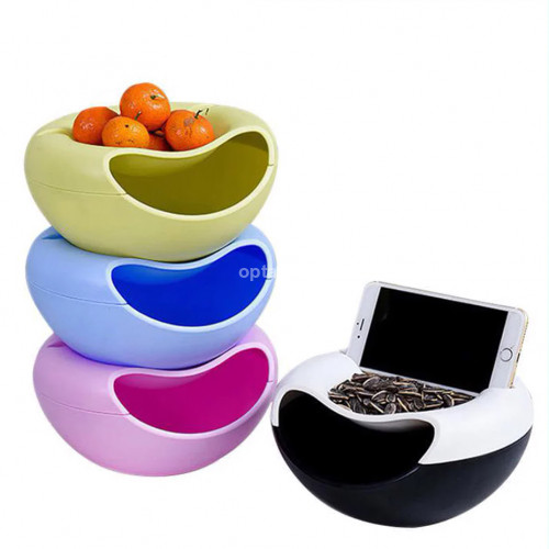 Двойная тарелка для снеков (семечек, орехов) с подставкой для телефона Creative and Fashionable Fruit Platter